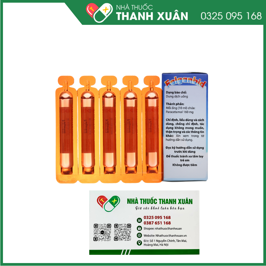 Falgankid 160mg/10ml hạ sốt, giảm đau cho trẻ em